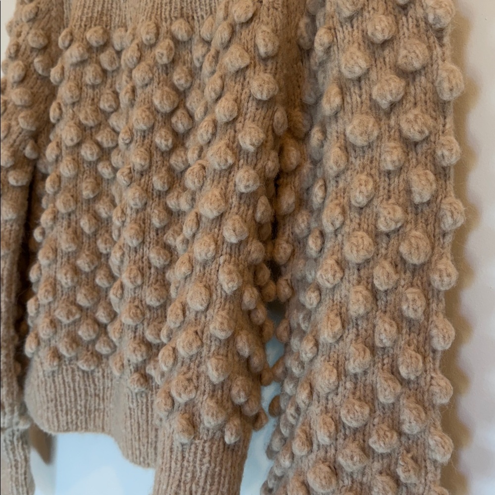 Textured Bobble Crewneck Sweater in Beige - Picture 6 of 10